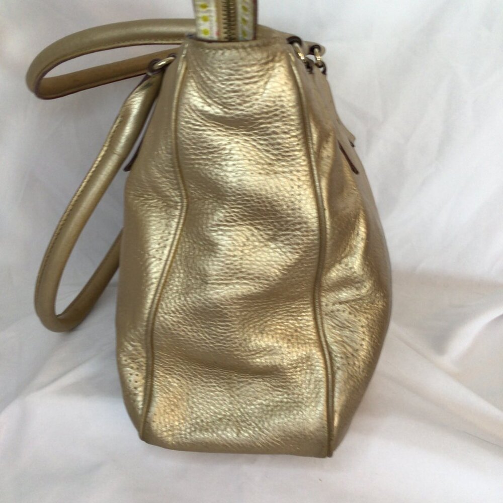 Kate Spade York Street Metallic Gold Leather Satchel • WKRU0812 • Care Cards - Picture 9 of 16
